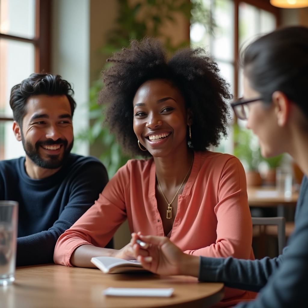 Partecipanti in conversazione informale durante una sessione linguistica